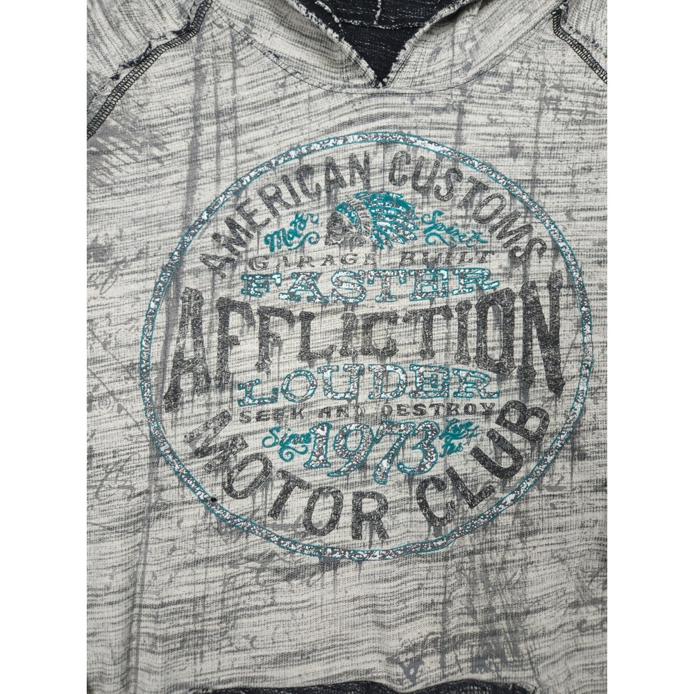 Freedom Tribe Reversible Sweatshirt Men's XXL Gray Graphic Motor Club Y2K - Picture 5 of 16